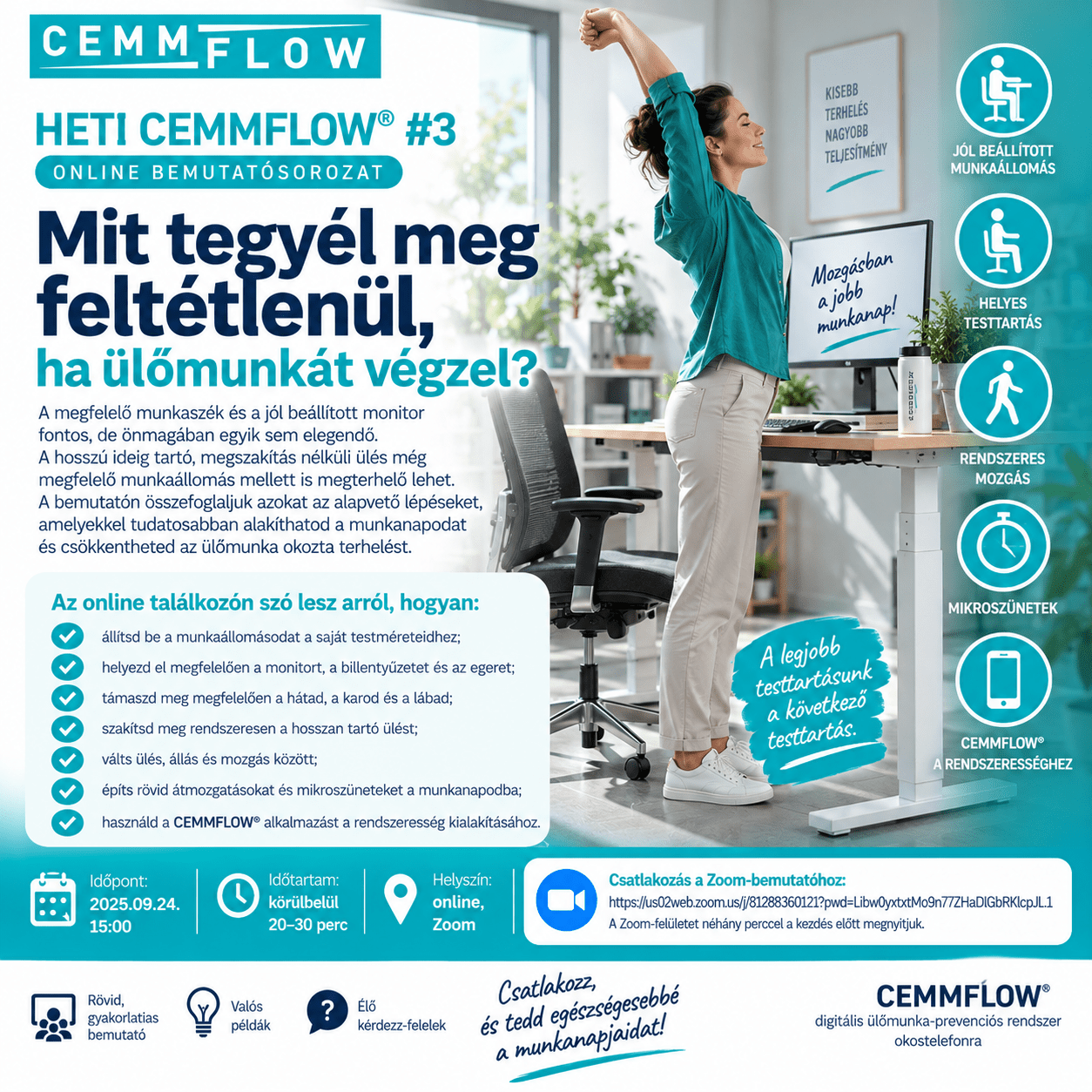 Mit tegyél meg feltétlenül, ha ülőmunkát végzel? – Heti CEMMFLOW® #3