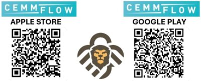 CemmFlow - Apple Store - Google Play QR letöltési kód - new